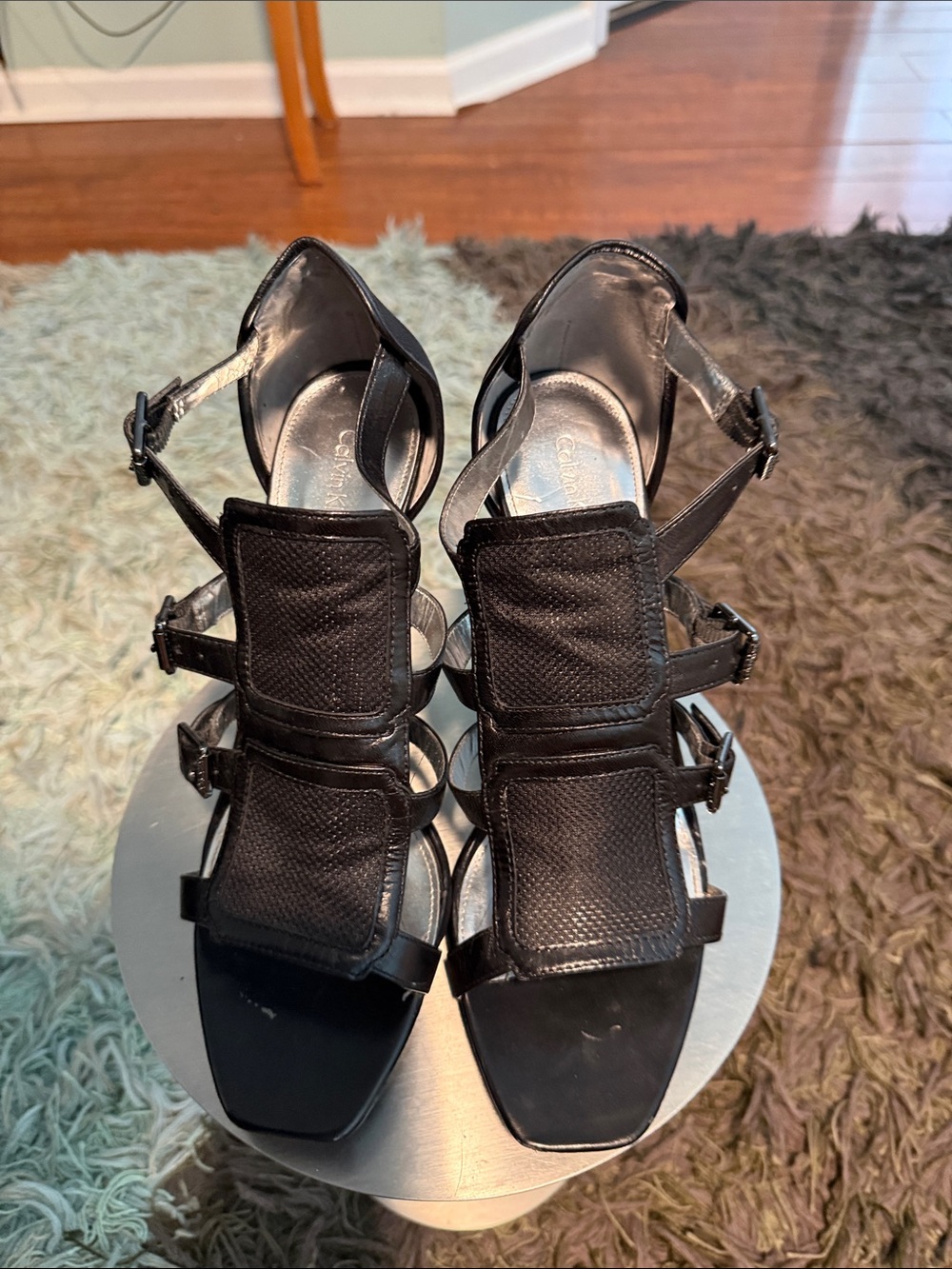 Calvin Klein Women’s Black Strappy Open-Toe Heels